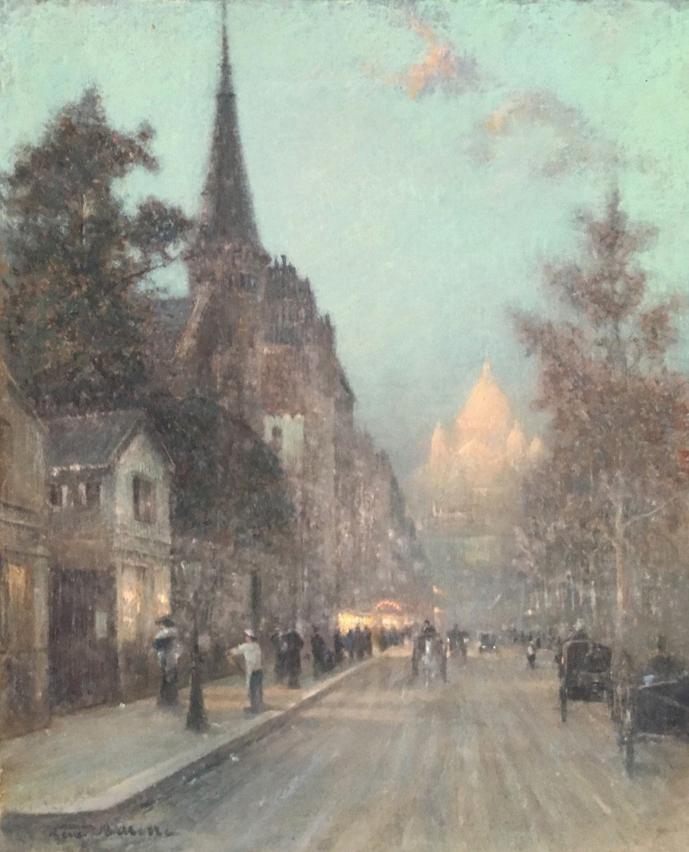 BILLOTTE René (1846-1914) "Paris, Le Sacré Coeur" Dessin au pastel, signé, Cadre fin 19e